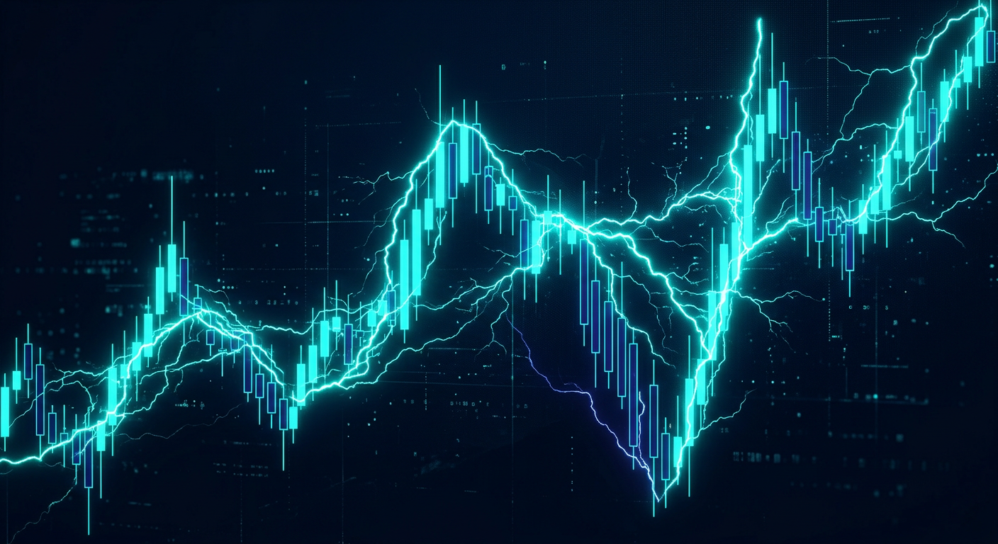 Grafico di mercato volatile in luce acqua